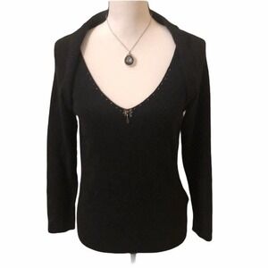 CYNTHIA STEFFE Charcoal Embellished Sweater Large